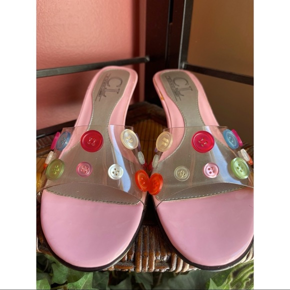 ‼️SOLD‼️VINTAGE Chinese Laundry pink button kitty heelssz6 - Picture 6 of 8